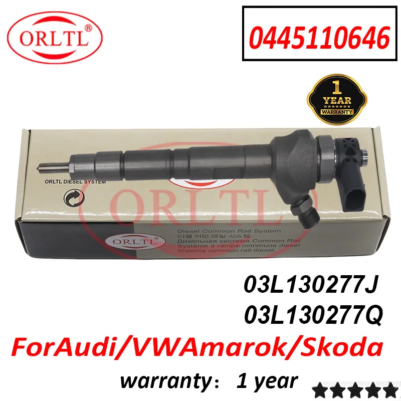 

NEW 03L130277J 03L130277Q 0445110646 Common Rail Injector 0 445 110 646 Fit For VW AMAROK/CADDY/GOLF/Audi 03L 130 277 J ORLTL