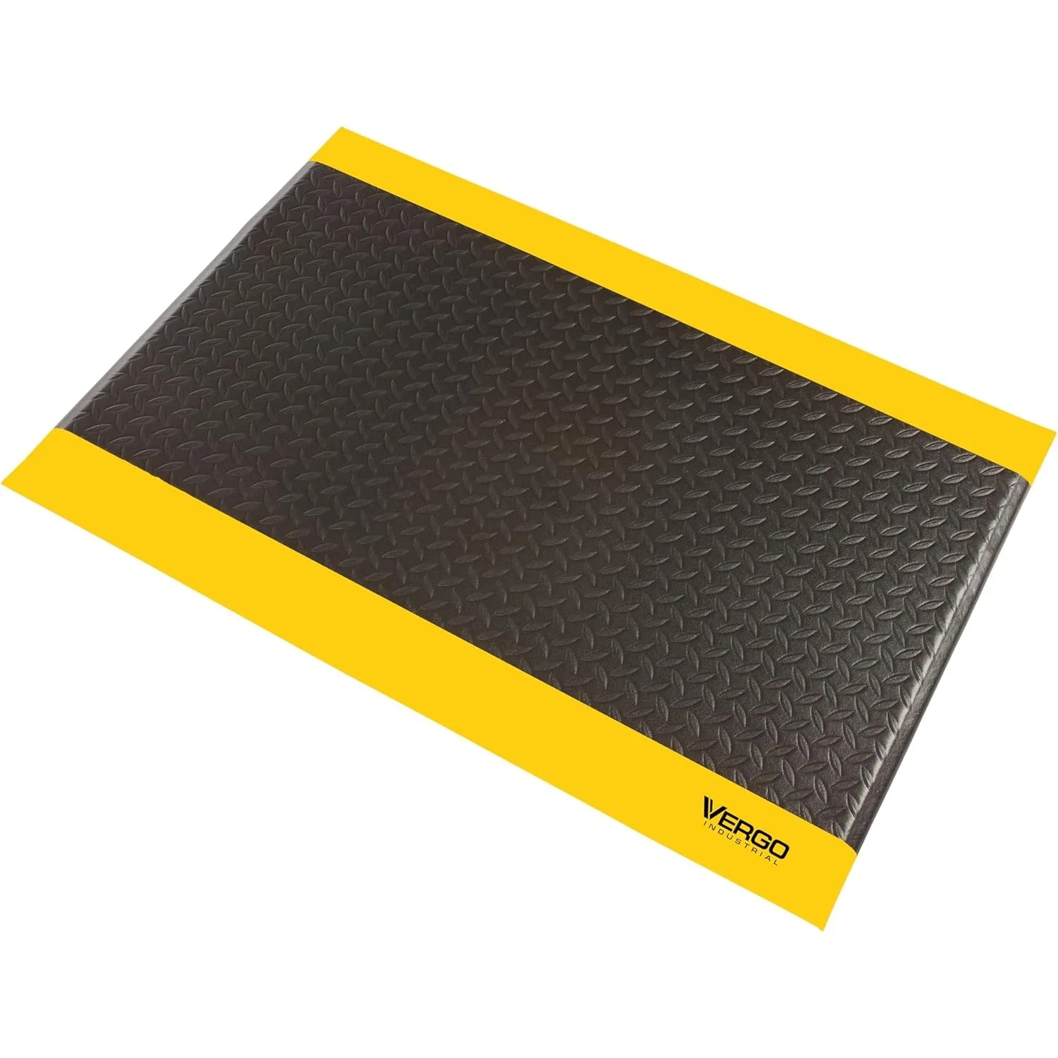 

Anti Fatigue Mat 15/16" Extra Thick Heavy Duty Commercial Grade Diamond Plate Ergonomic Standing Mat Non-Slip Black with Yellow