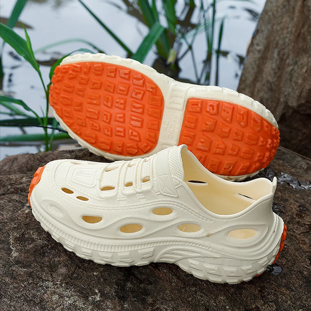 

BASATU Men Summer Hollow Out Sandals Breathable Driving Shoes Outdoor Beach Slippers Anti-Slip Deodorant EVA Slip-On Sport Shoes