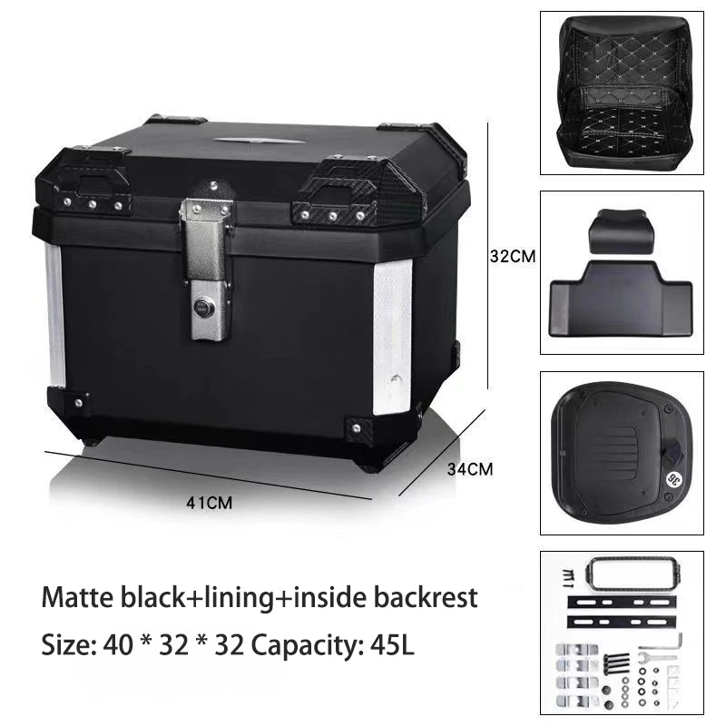 

=45L Motorcycle Helmet Box Universal Top Tail Rear Luggage Storage Tool Cases Motorcycle Accessories ABS Box