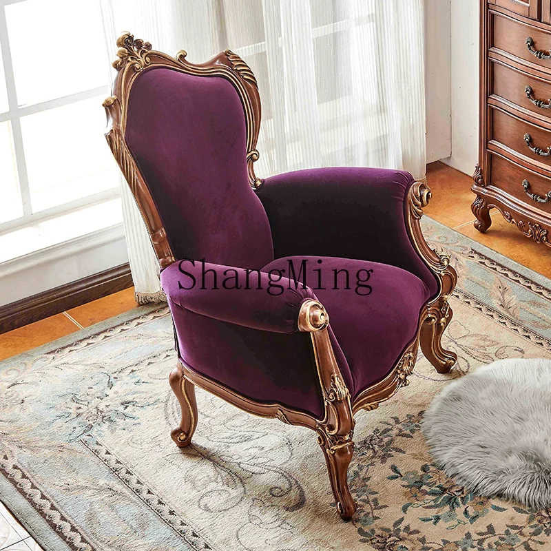 ZYY المنزلية عالية القيمة الخشب الصلب الترفيه غرفة المعيشة غرفة نوم الرجعية كرسي واحد كرسي شرفة النسيج