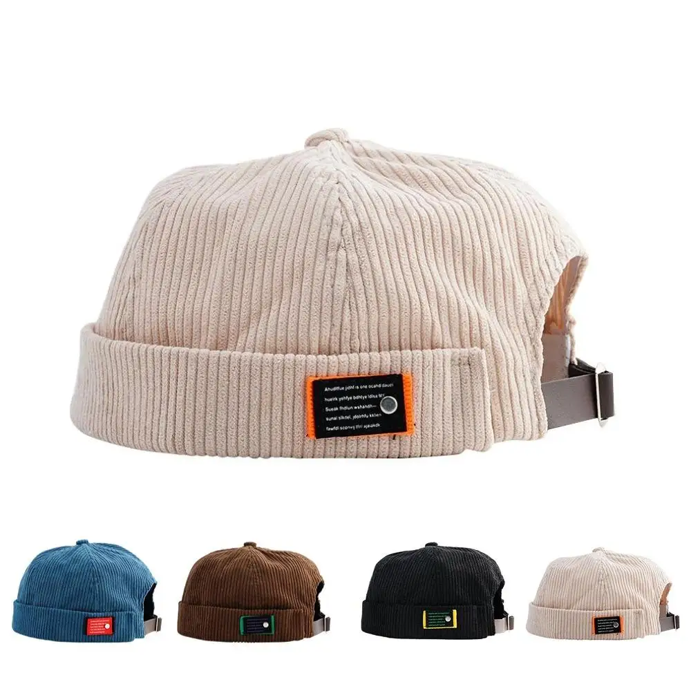 

Melon Skin Hat Autumn/winter Landlord Hat Men's Fashion Corduroy Hip Hop Tape Alphabet Yuppie Hat Watertight Hand Hat