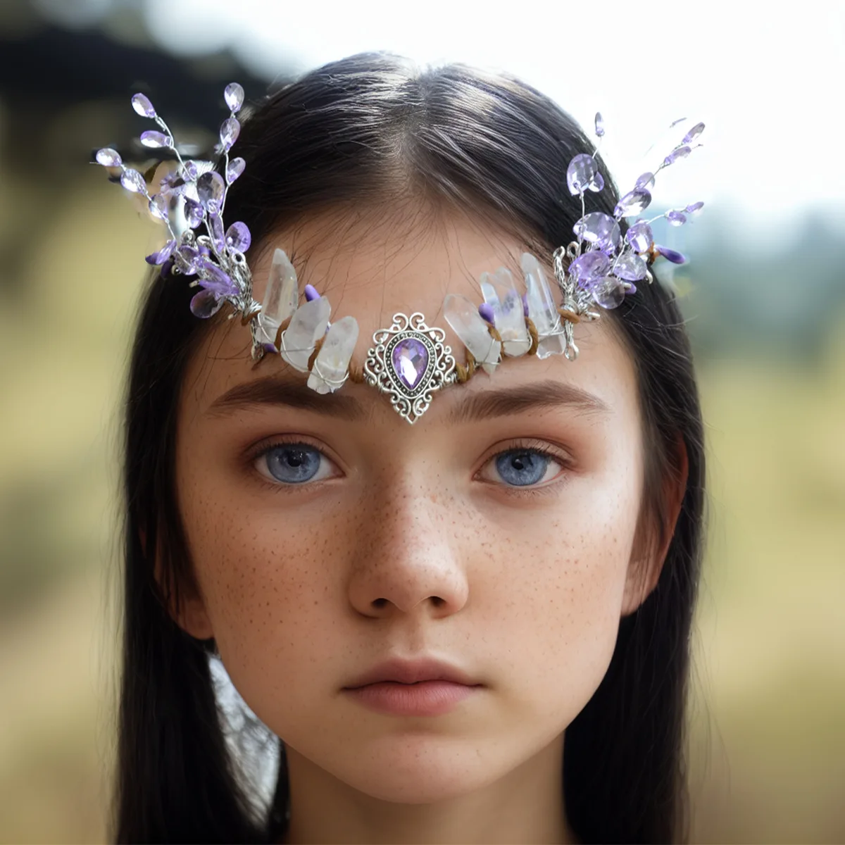 

Women's Handmade Crystal Rattan Headband, Bohemian Rhinestone Headband, Elegant Natural Stone Hair Accessories, Suitable for Wed