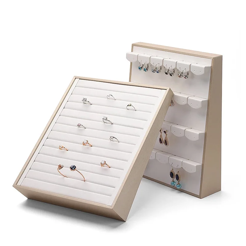 PU Jewelry Display Rack Earrings Necklace Pendant Shows Counter Window Showcase Ring Jewelry Organizer Storage Tray