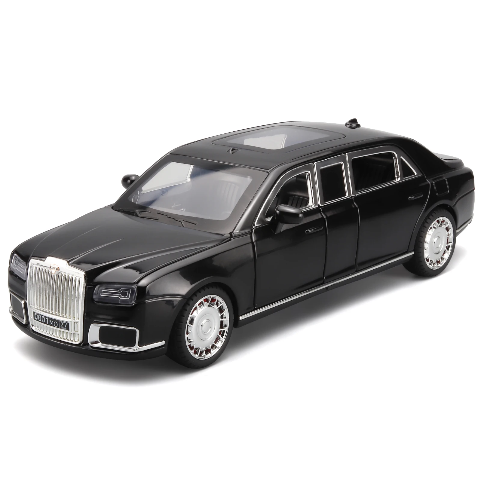 1:24 Aurus Motors Aurus Senat Russia Limousine Alloy Metal Diecast Model Car Sound And Light Classic Trendy Ornaments Gifts Boy