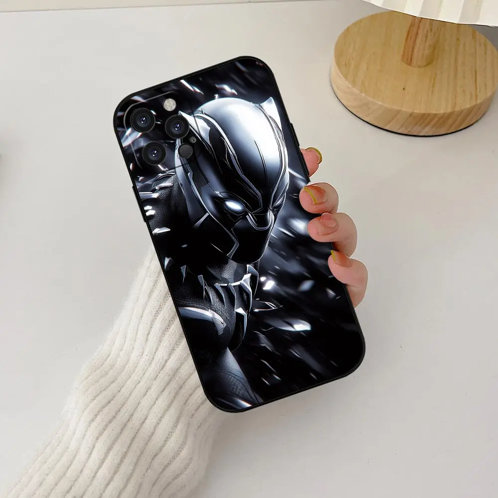 멋진 마블 블랙 팬서 휴대폰 케이스, 아이폰 16, 15, 14, 13, 12, 11 프로 맥스 플러스, 미니 펀다, 아이폰 15, 16 프로 맥스, 5G, 블랙 커버