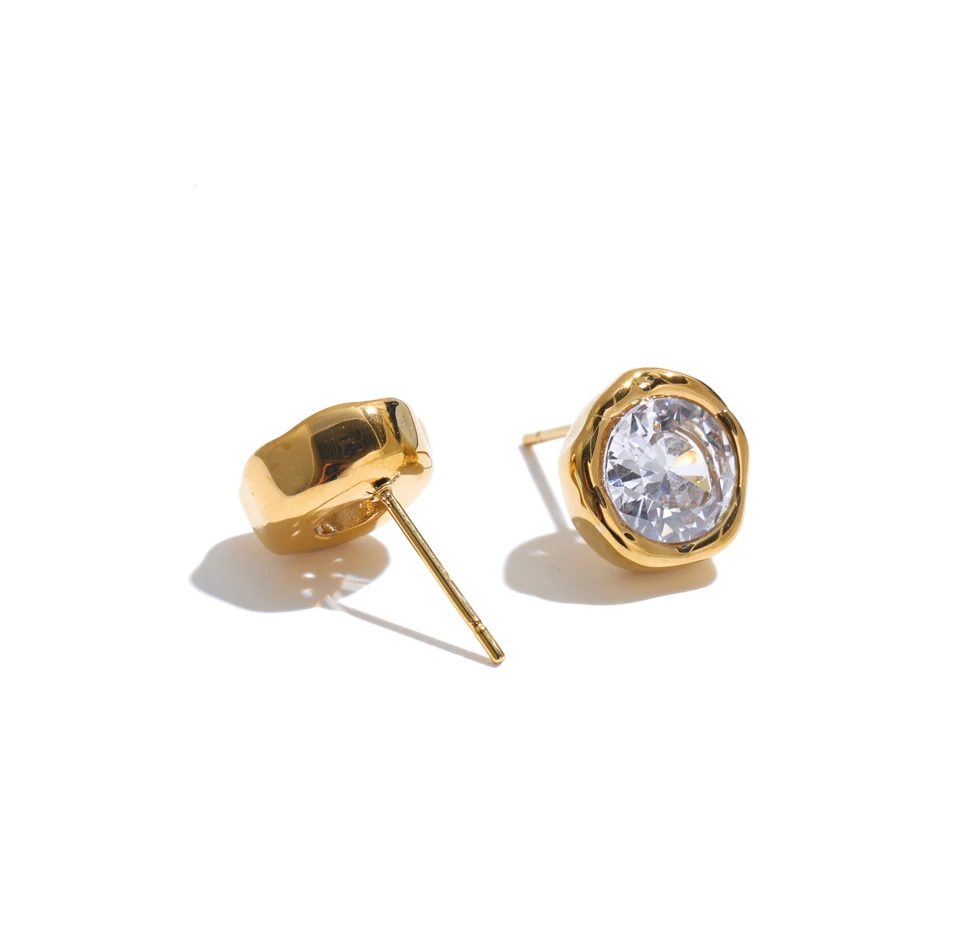Yhpup Edelstahl-Ohrstecker mit kubischem Zirkonia, rund, für Damen, hochwertig, zierlich, glamourös, Geschenk, Premium-Schmuck – Detail 2
