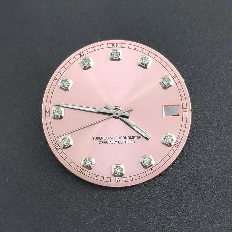 Jam tangan pria NH35 dial 28.5mm safir berlian tombol kuku untuk NH35 NH36 gerakan mekanis otomatis 39mm Aksesori jam