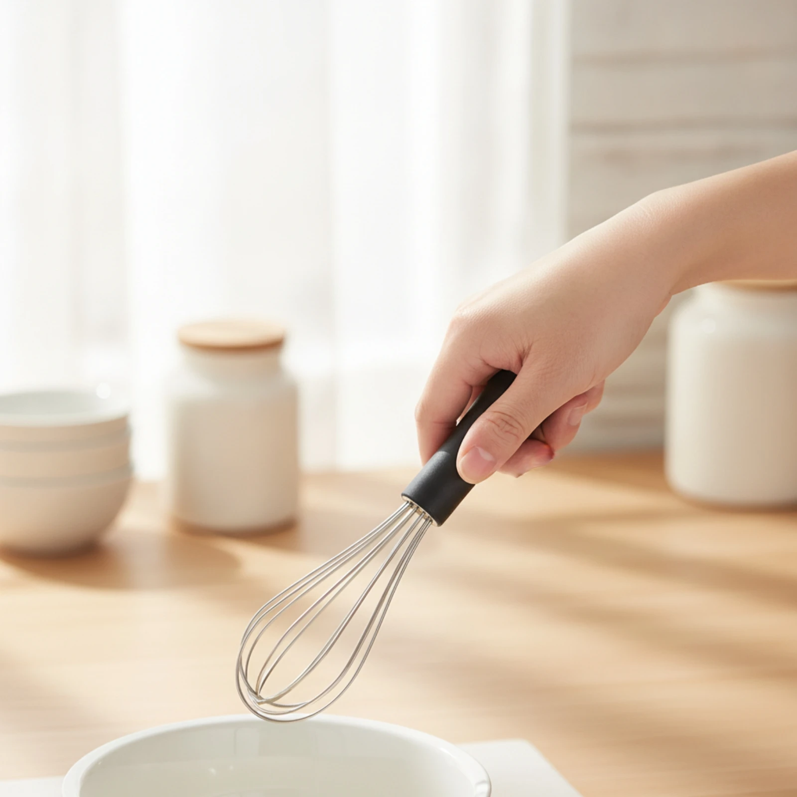 Hand Whisk Rust-Resistant Kitchen Whisk Egg Beater Lightweight Utensil Compact for Home Bakers, Baking