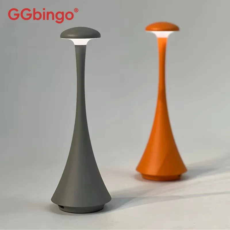 GGbingo Mushroom Table Lamp, USB-C Rechargeable Wireless Touch Creative Night Light for Hotel, Bedroom & Home Atmosphere