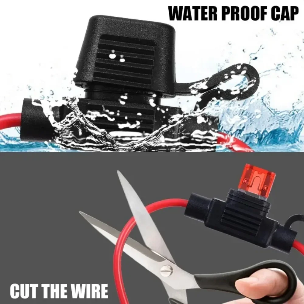 Mini Car Fuse Blade Adapter Holder Plug-in Fuse Socket Splash-proof Wire Cable Cutoff Switch Socket Damp Proof Fuse Power Socket