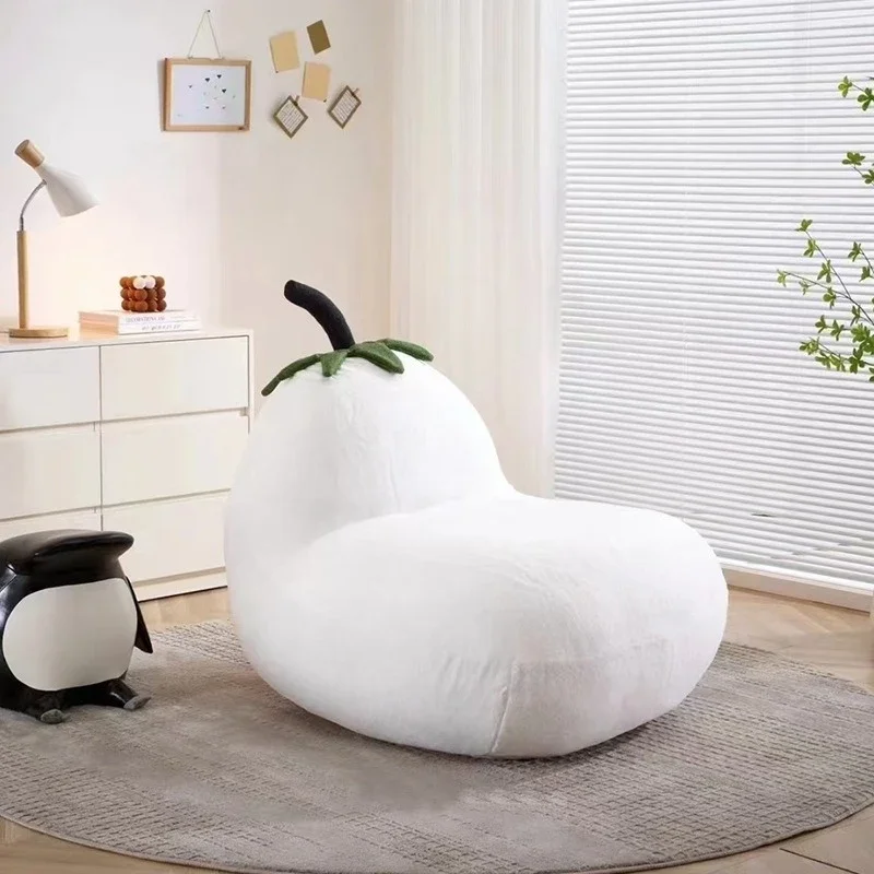 

Eggplant Lazy Sofa for Adults, Cute Styling Plush Velvet Accent Chair, Nordic Reading Design with Comfort Cushion for Living Roo