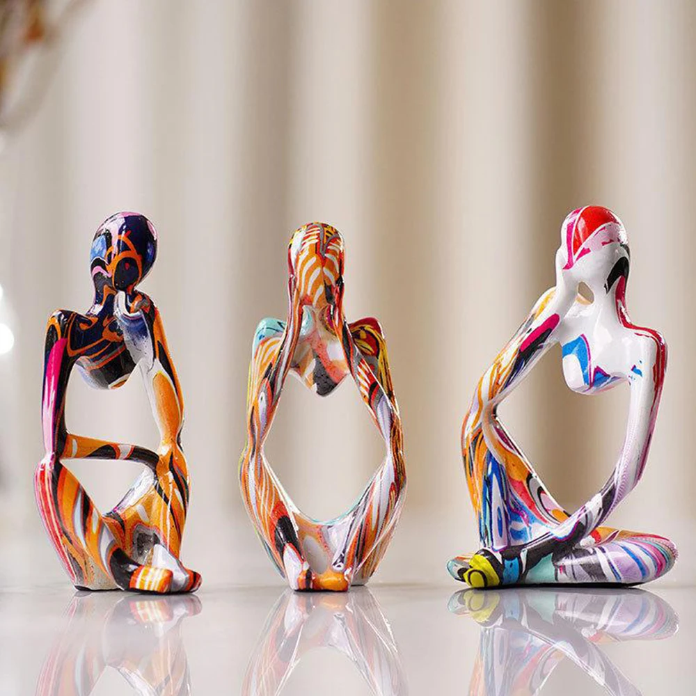 

Colorful Mini Abstract Figure Resin Sculpture Graffiti Style Home Ornament for TV Stands And Foyers Home Decorative Items