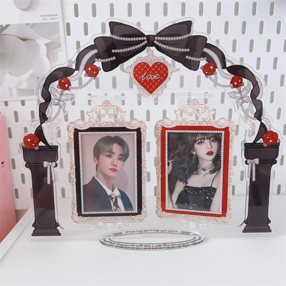 

Cute Rotating Photo Frame Celebrity Idol Fan Photo Storage Display Acrylic Stand Model Desktop Ornament Exquisite Gifts for Kids