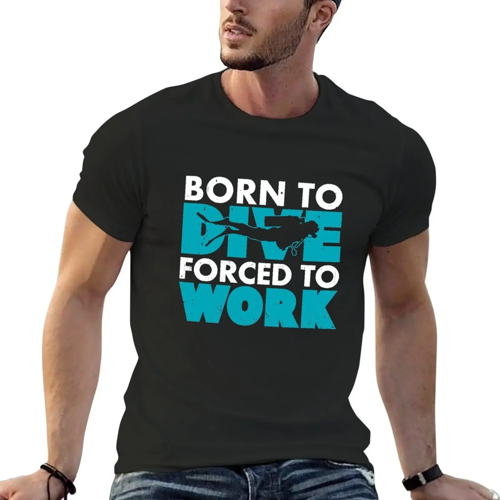 Born To Dive Forced To Work Funny Scuba Diving T-Shirt vintage t shirts summer tops men t shirts