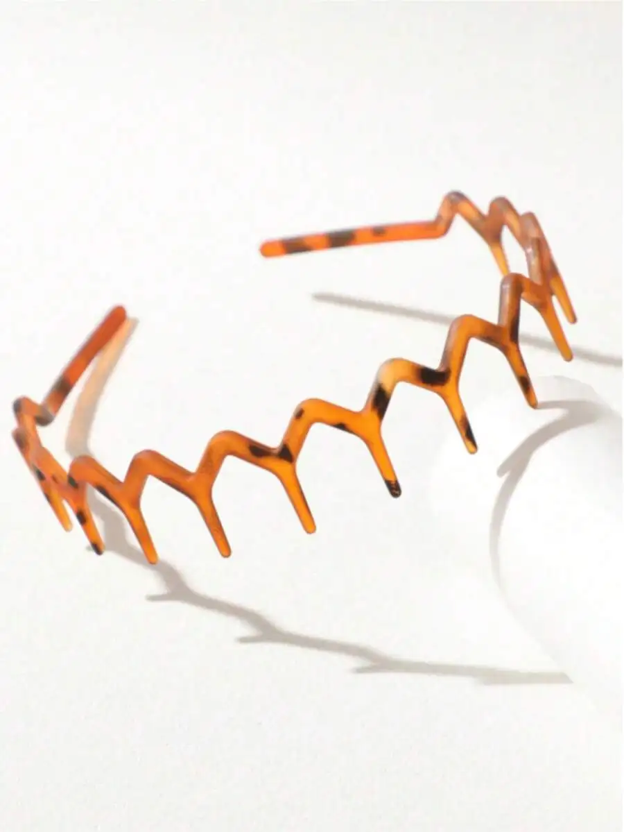 

2pcs Tortoiseshell Wavy Serrated Headbands For Women Non-Slip Hair Styling Accessory