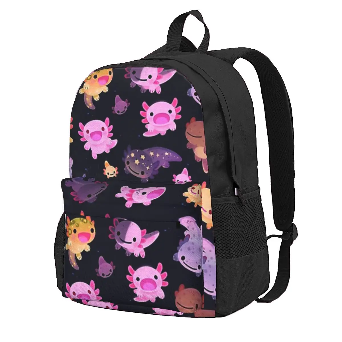 Happy Axolotl Student Backpack School Bag Hiking Travel Daypack for Men Women Fashion Bookbag Shoulder Bags