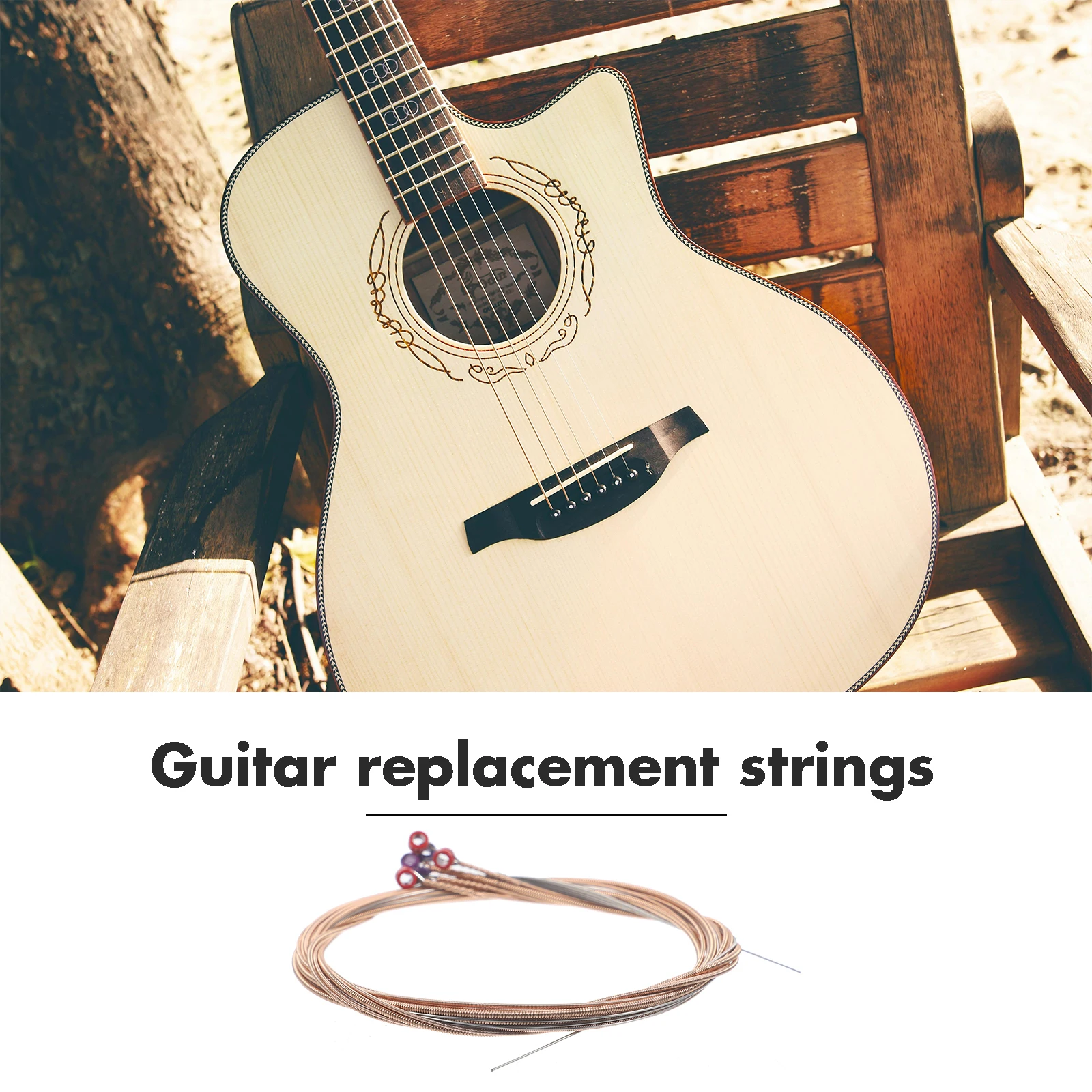 

6 Pcs Folk Guitar Strings Set Phosphor Copper Durable Acoustic String Replacement Metal Parts Accessories Guitarist