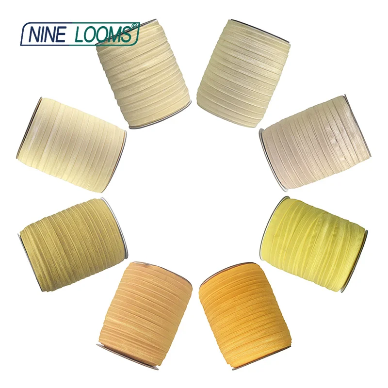 NINE LOOMS Solid Shiny Foldover Elastics Band FOE 5/8