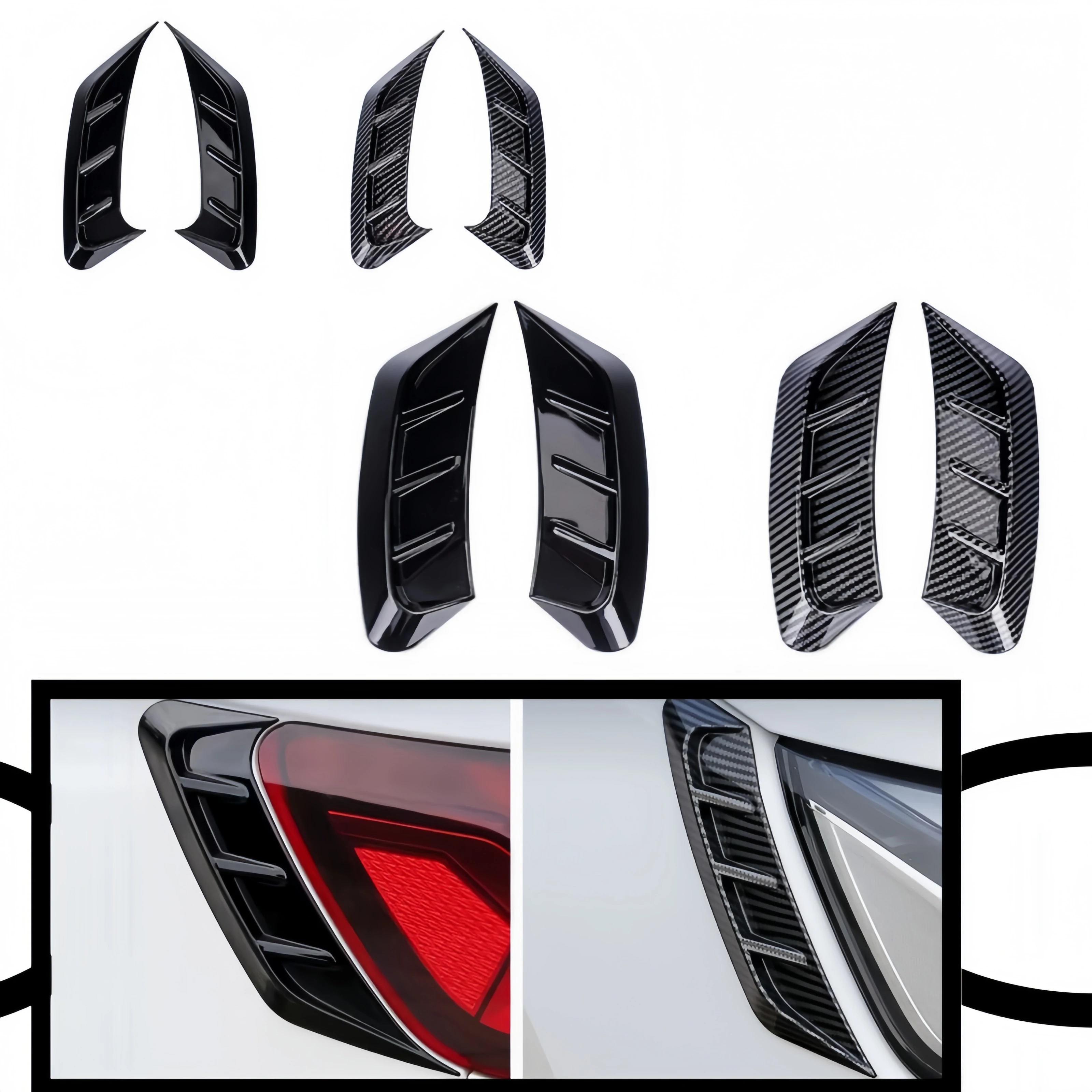 Adesivo para Farol Dianteiro e Traseiro de Carro, Par de Coberturas de Luz LED em Fibra de Carbono para Decoração de Lâmpadas Automotivas