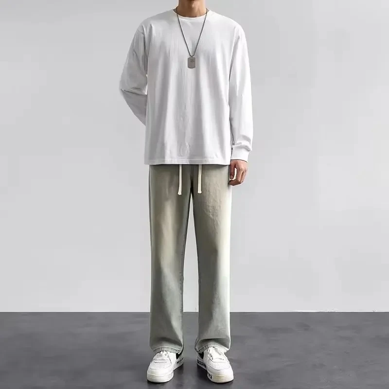 Multiple Colors Men's Casual Jeans Straight Leg Loose Fit with Drawstring and Zip Fly Plus Size Southeast Asia Basic Styles
