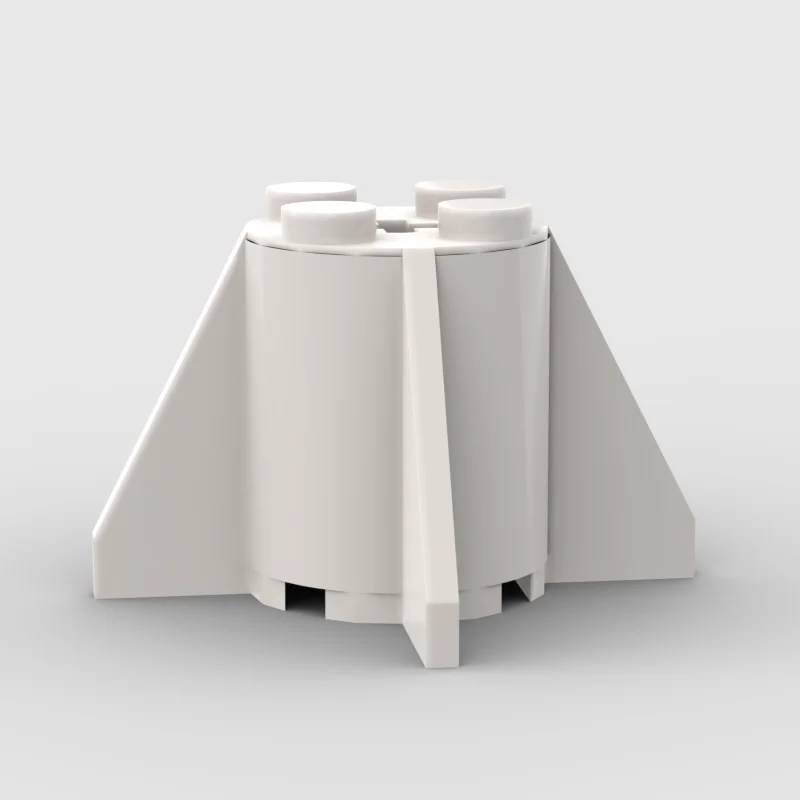 White Small Particle Building Block Toy Accessories 4591 Brick Round 2 X 2 X 2 with Axle Hole and Fins Size: 4x4x2.6 in Stud