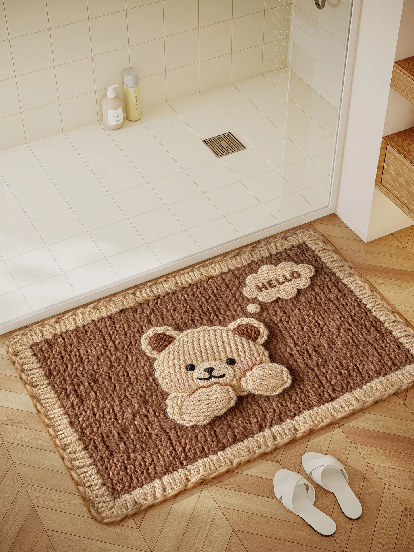 

Bathroom Anti-Slip Mat Water Absorbent Toilet Entrance Home Carpet Bathroom Specialty Foot Pad Rectangular Polyester Fiber