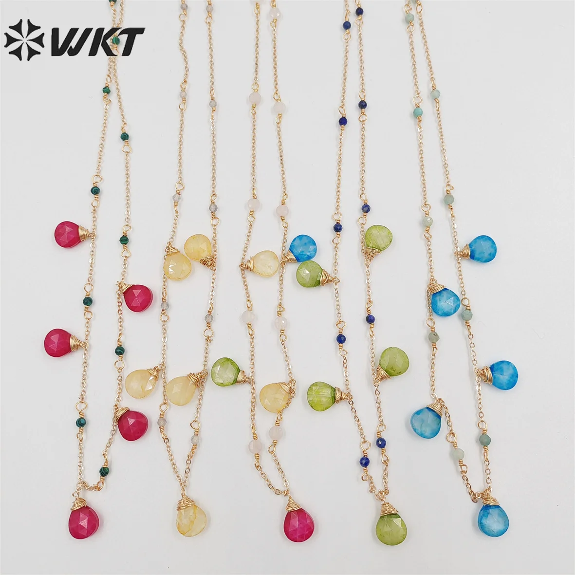 WT-N1383 WKT 2025 Exquisite Necklace INS Style Natural Gemstone Necklace Long18Inch For Women Gift Wedding Party Trend Colorful