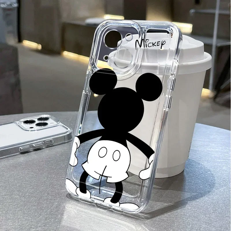 Disney Mickey Minnie Mouse Shadow Phone Case For iPhone 16 14 12 13 11 15 Pro Max XR XS MAX 7 8 PLUS Y2K Happy Girl Back Cover