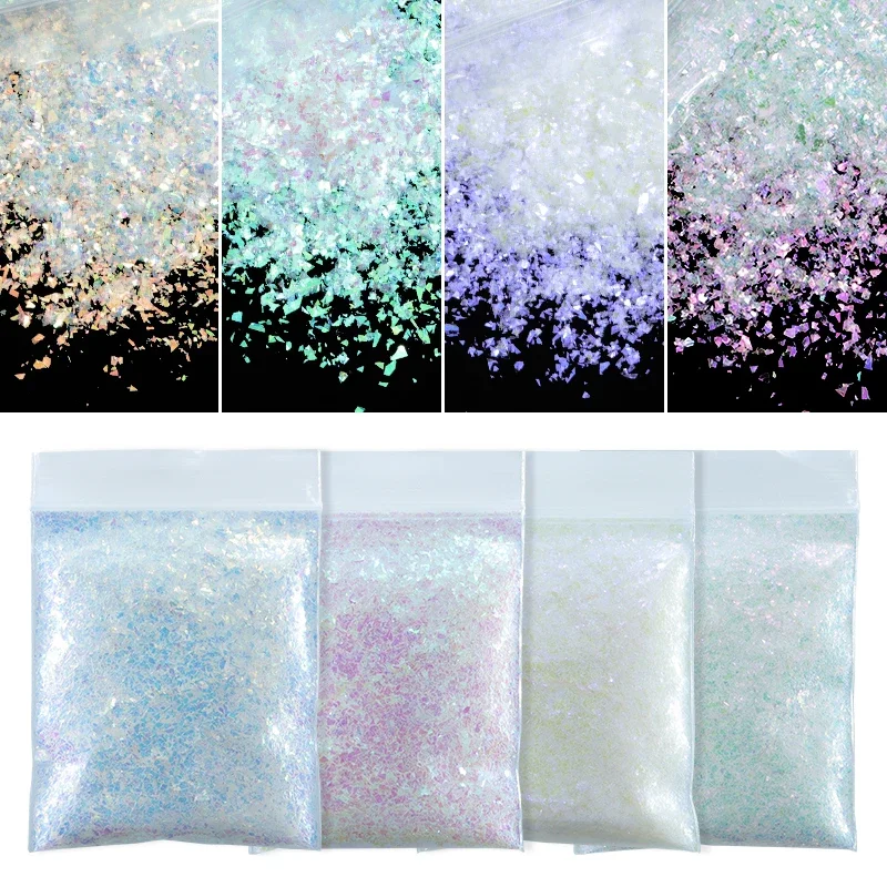 AB Color Irregular Resin Sequins Glitter Epoxy Resin Filling White Iridescent Shell Paper Material Pigment Filler Jewelry Making