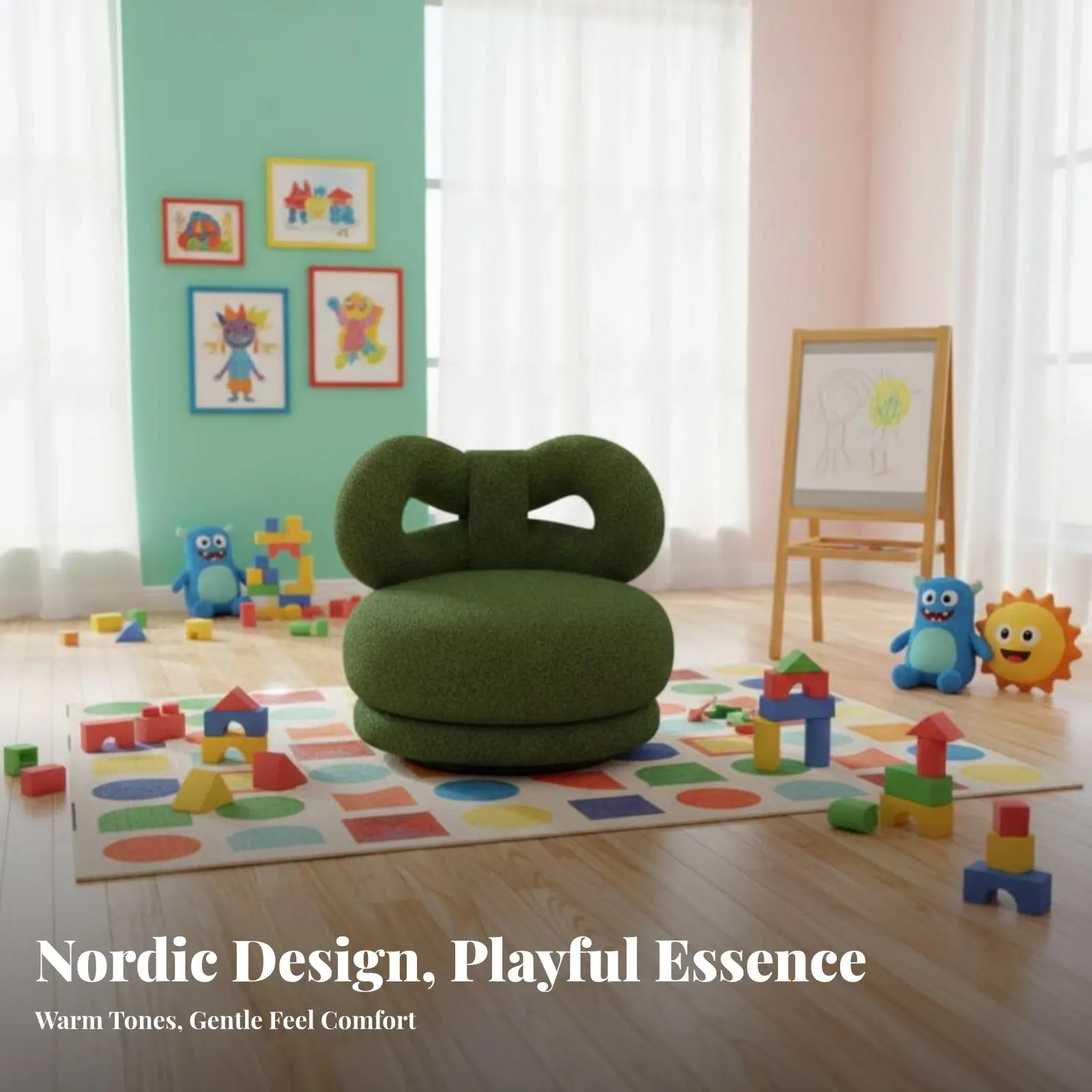 

Knot-Shapedrear Rotating Chair Soft Soft Upholstery children's Furniture Playful and Design Ergonomic Rearrest for Playroom