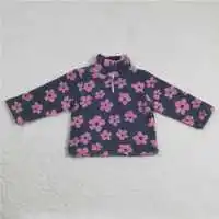 Wholesale Children's High Round Neck Autumn And Winter Tops With Multi-Element Features, Flower-Shaped Long Sleeves