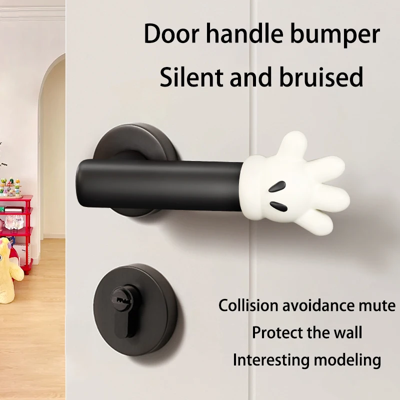 미키 손잡이 손잡이 보호 커버 충돌 방지 실리콘 귀여운 음소거 실리콘 크리 에이 티브 도어 블록 도어 핸들 장식