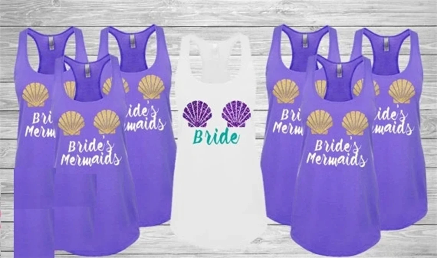 Customize Glitter Wedding Bridesmaids Brides Mermaid Tank Tops Tees Singlets Bachelorette Besties t Shirts Party Gifts