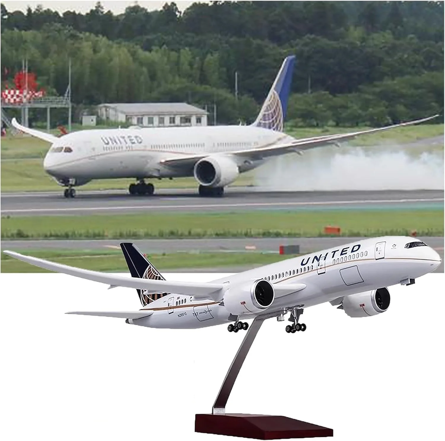 

Models plane toy boys 1:130 Scale B787 Large Model Airplane United Airlines Diecast Airplanes Toy with LED Light for Collection