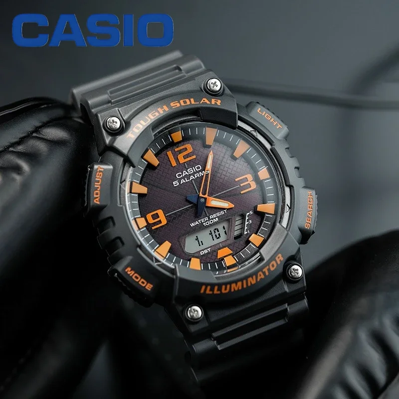 Casio AQ‑S810W Dual Analog‑Digital Watch Tough Solar Power 100M Waterproof Backlight Resin Band Sport Watch For Teenager