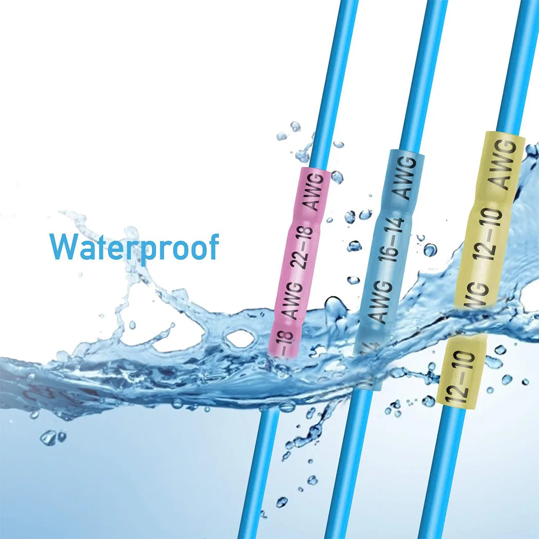 50 قطعة الحرارة يتقلص بعقب سلك محطة عدة مقاوم للماء تقلص لحام تجعيد لصق كابل كهربائي مشترك أنبوب موصل