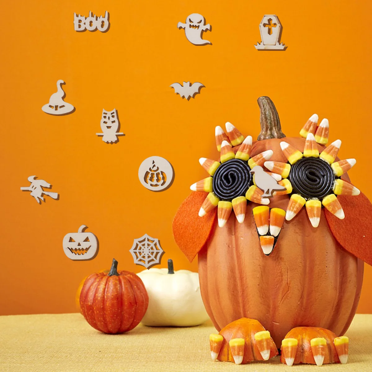 100 قطعة رقاقة الكتابة على الجدران الخشبية للهالوين قطع حرفية خشبية غير مكتملة DIY بها بنفسك الاطفال اللوحة لوازم الديكور رقاقة خشبية لتقوم بها بنفسك الفنون