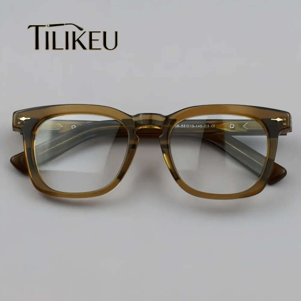 2026 Handmade Acetate Full Rim Vintage Square Glasses Frame Men Computer Anti Blue Prescription Thick Cellulose Acetate Eyewear
