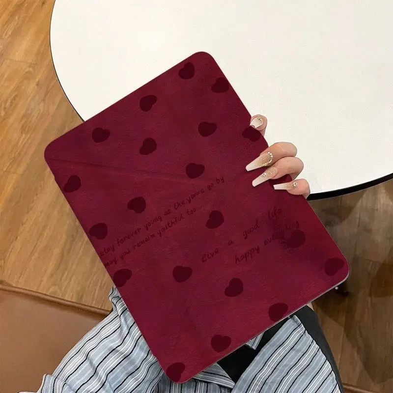 Red Heart 3+Y Fold Tablet Case for Samsung Tab S7 S8 S9 S11 11 Tab A9 A11 8.7