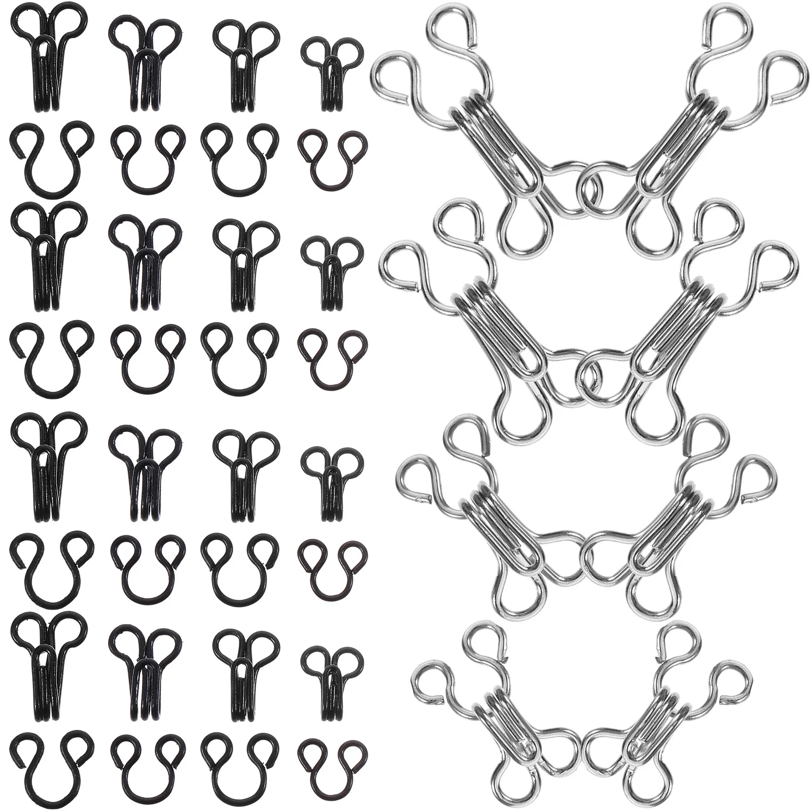 

50 pcs Bra Hooks Closure Metal Sewing Hooks For Clothing Skirts Repair Durable Eye Sewing Fasteners Silver Black
