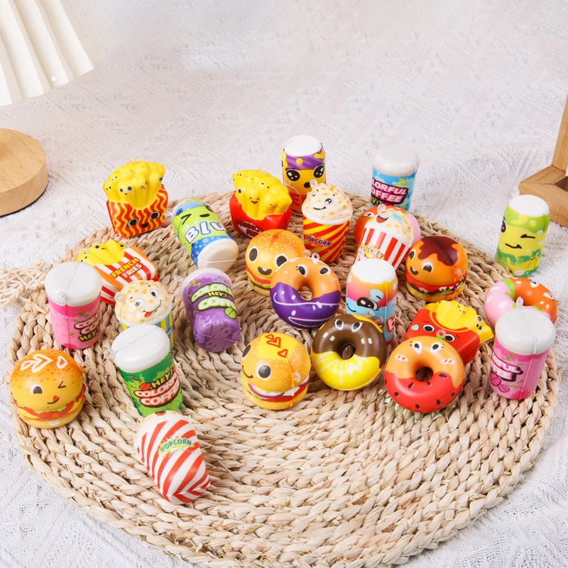 5 Teile/beutel Cartoon Nette Langsam Rebound Snack Trinken Spielzeug Anhänger Simulation Lebensmittel Spielen Weiche Prise Stress Relief Spielzeug Kinder Spaß Geschenk