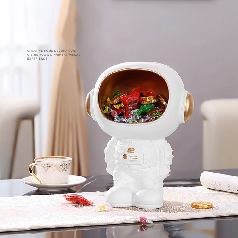 Astronaut Statues Storage Box Resin Spaceman Art Sculptures Astronaut Figurine Desktop Organizer Home Decoration