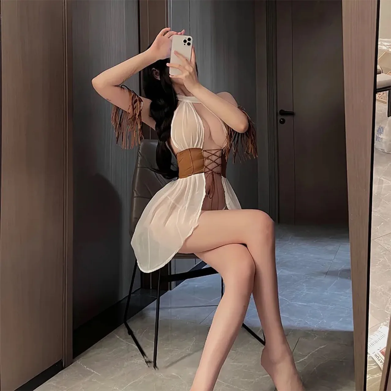 مثير الملابس الداخلية زي الاباحية كاوبوي الزي شبكة الساخن النساء منامة مع اللباس الداخلي تأثيري أسود لامعة الجوف أعلى ثوب النوم دور اللباس