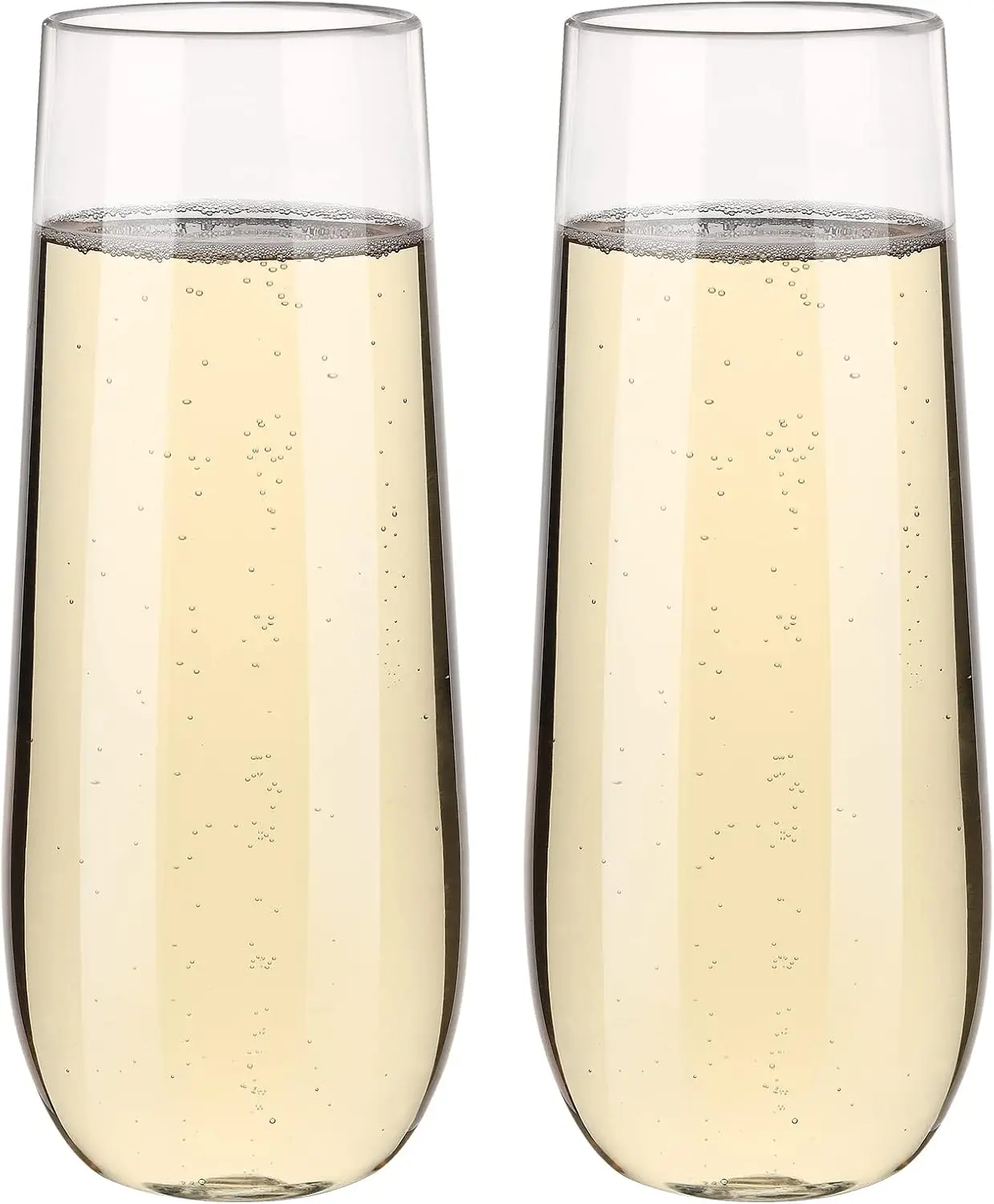 

Stemless Plastic Champagne Flutes 12oz Shatterproof Tritan Wine Glasses 2-Pack for Parties Weddings