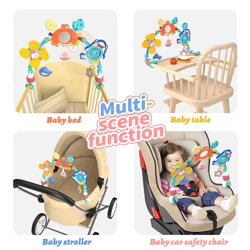 Baby Stroller Toy Crib Mobile Bed Bell Arch Musical Rattle Adjustable Clip Hanging 0 12 Months Educational Toys For Newborn Gift