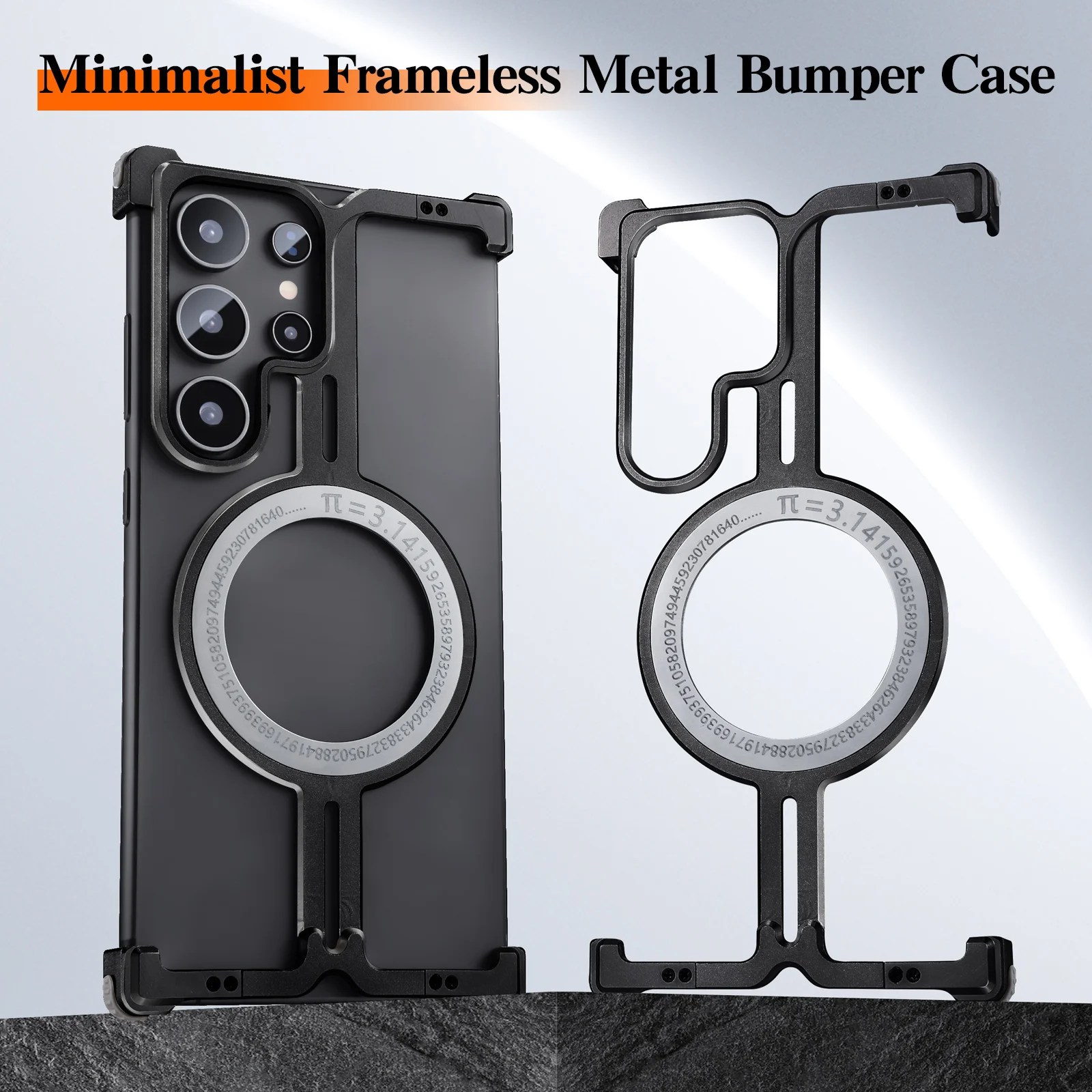 

Oatsbasf Magnetic Phone Case for Samsung Galaxy S24 Ultra w/ Camera Kickstand Shockproof Bumper Frameless Aluminium Phone Cover