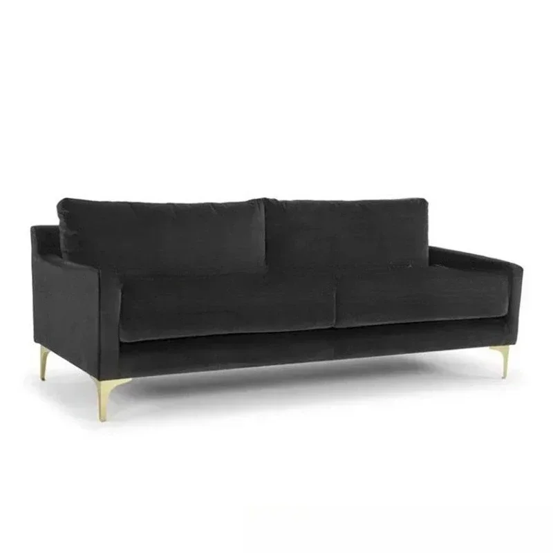 Nordic modern black flannel casual three-person sofa furniture clothing store studio lobby stainless steel sofa