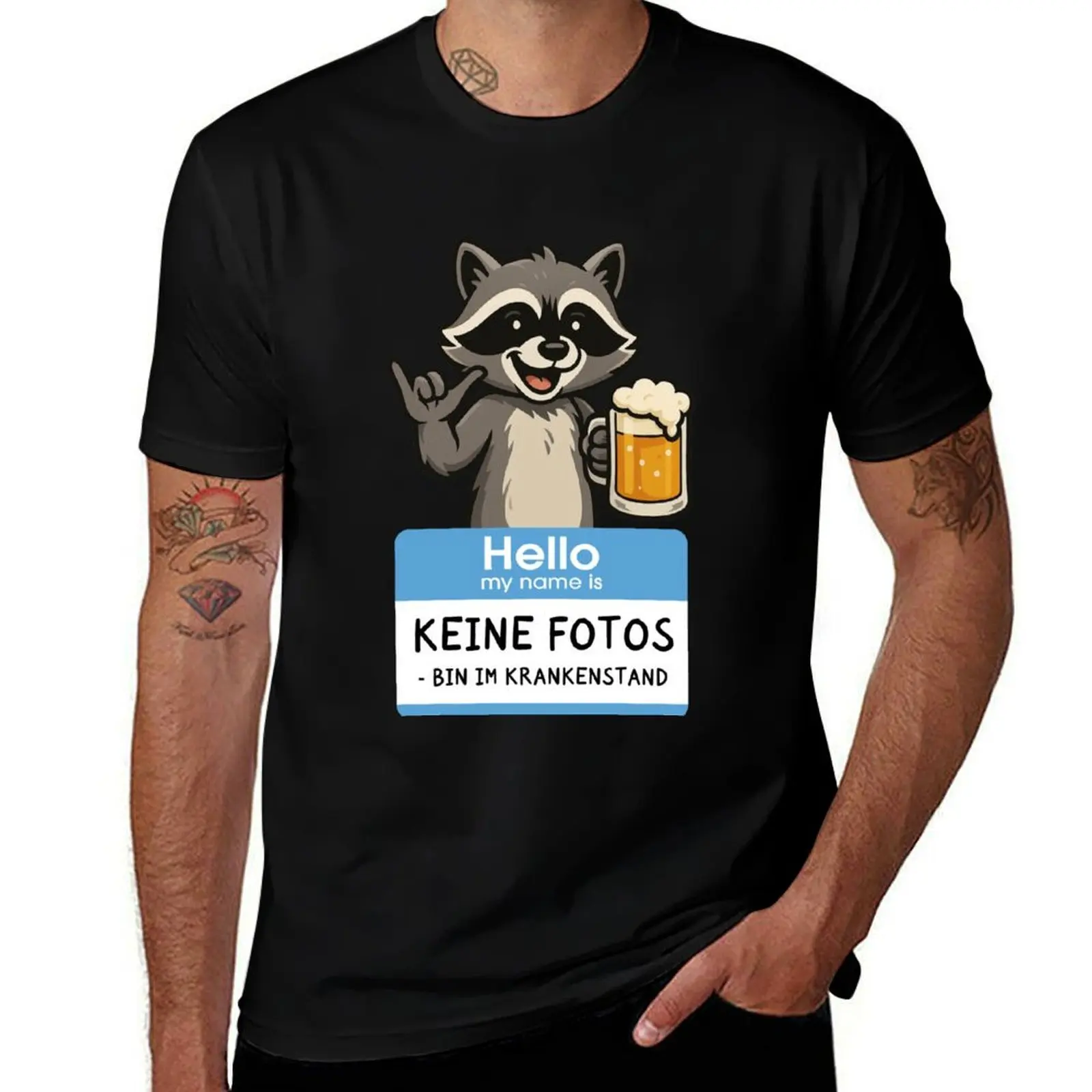 

No photos – I'm on sick leave! Funny raccoon with beer T-Shirt custom shirt designer shirts designer t shirt men