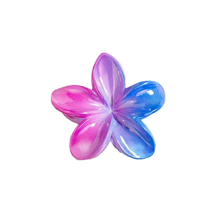Sweet Gradient Colorful Flower Acrylic Hair Claw Clip Korean Women Girls Hairpin Summer Beach Hawaiian Headwear Hair Accessories